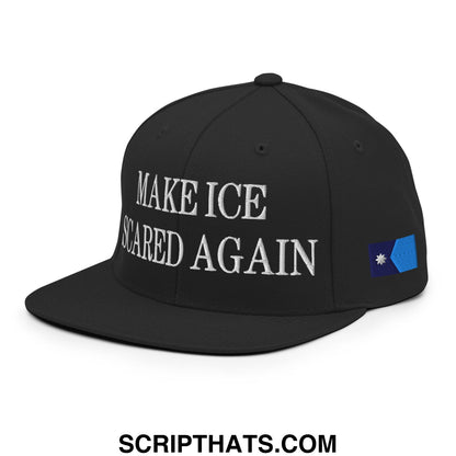 Make ICE Scared Again Minnesota Flag Embroidered Flat Bill Brim Snapback Hat Black