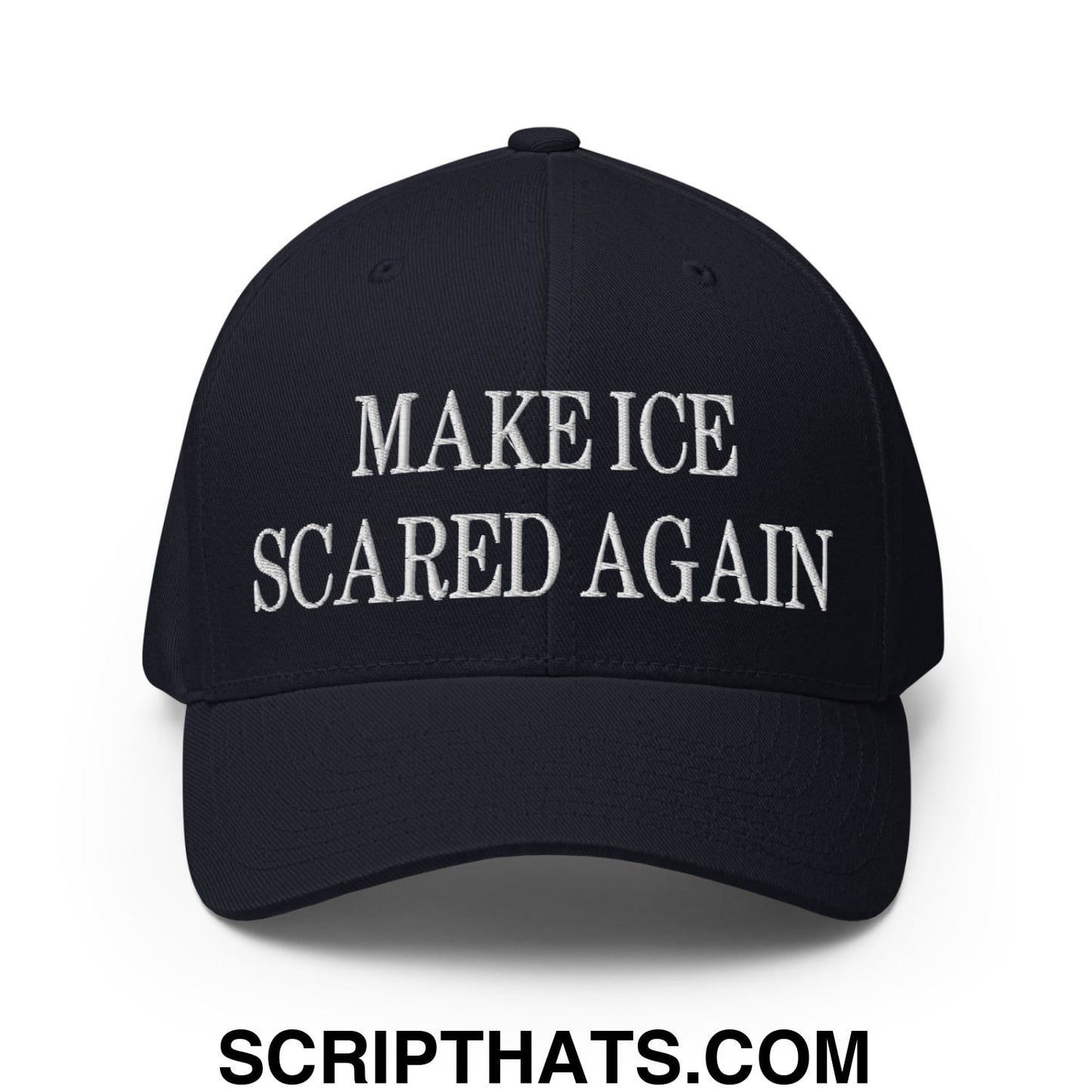 Make ICE Scared Again Minnesota Flag Embroidered Stretch Fit Baseball Hat Dark Navy