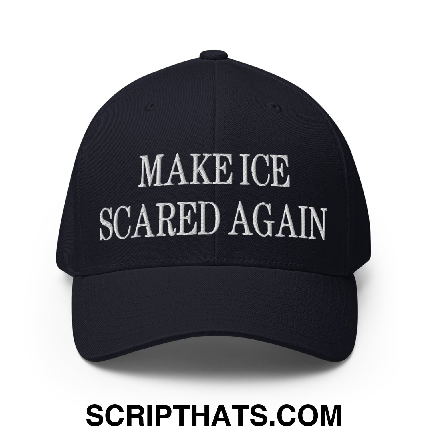 Make ICE Scared Again Minnesota Flag Embroidered Stretch Fit Baseball Hat Dark Navy