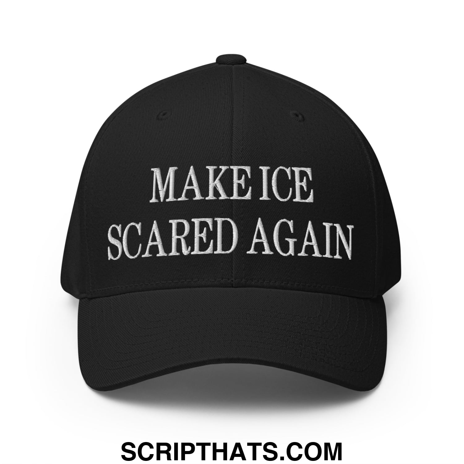 Make ICE Scared Again Minnesota Flag Embroidered Stretch Fit Baseball Hat Black