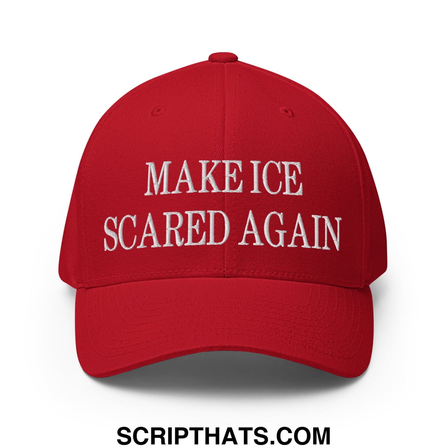 Make ICE Scared Again Minnesota Flag Embroidered Stretch Fit Baseball Hat Red
