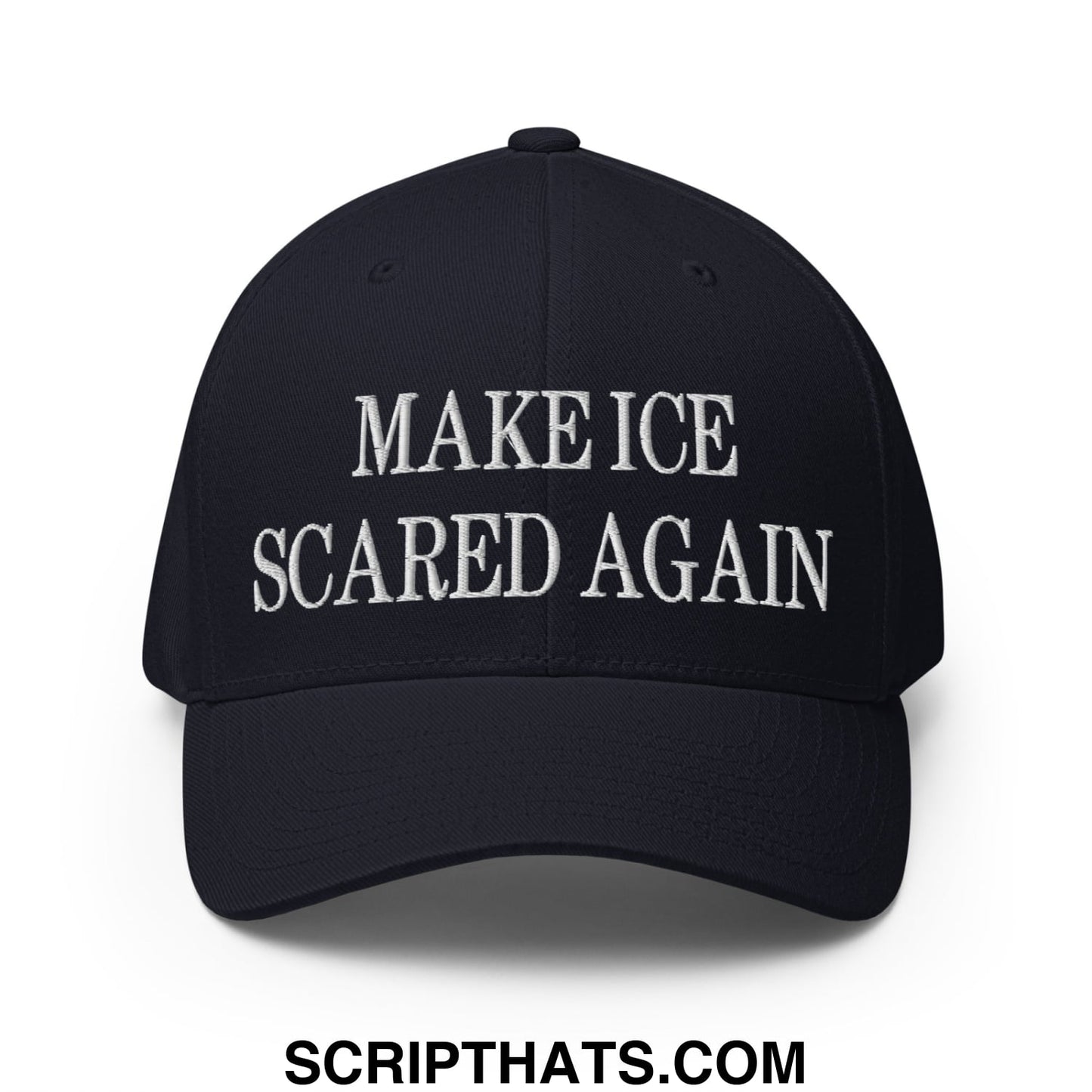 Make ICE Scared Again Minnesota Flag Embroidered Stretch Fit Baseball Hat Dark Navy