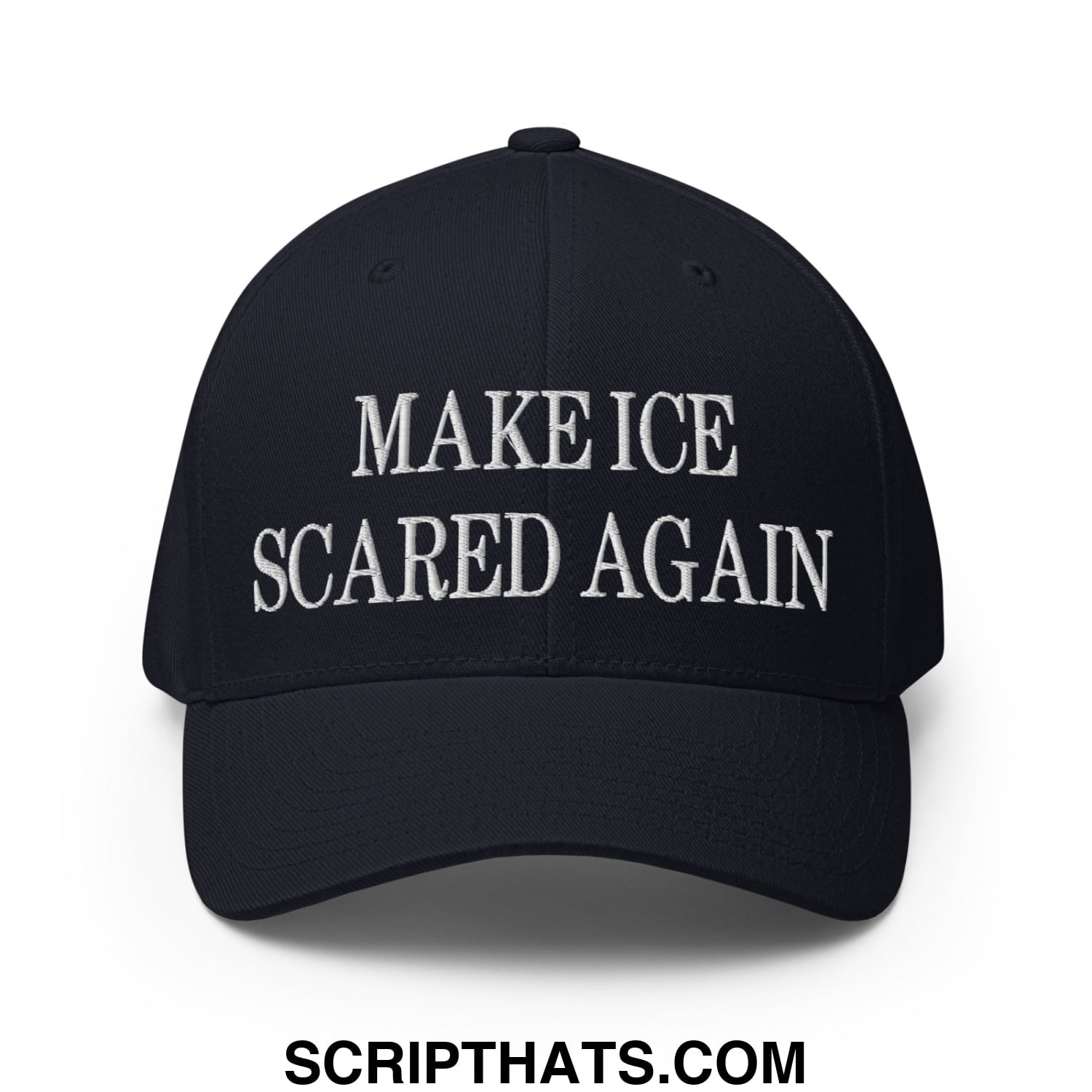 Make ICE Scared Again Minnesota Flag Embroidered Stretch Fit Baseball Hat Dark Navy
