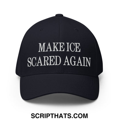 Make ICE Scared Again Minnesota Flag Embroidered Stretch Fit Baseball Hat Dark Navy