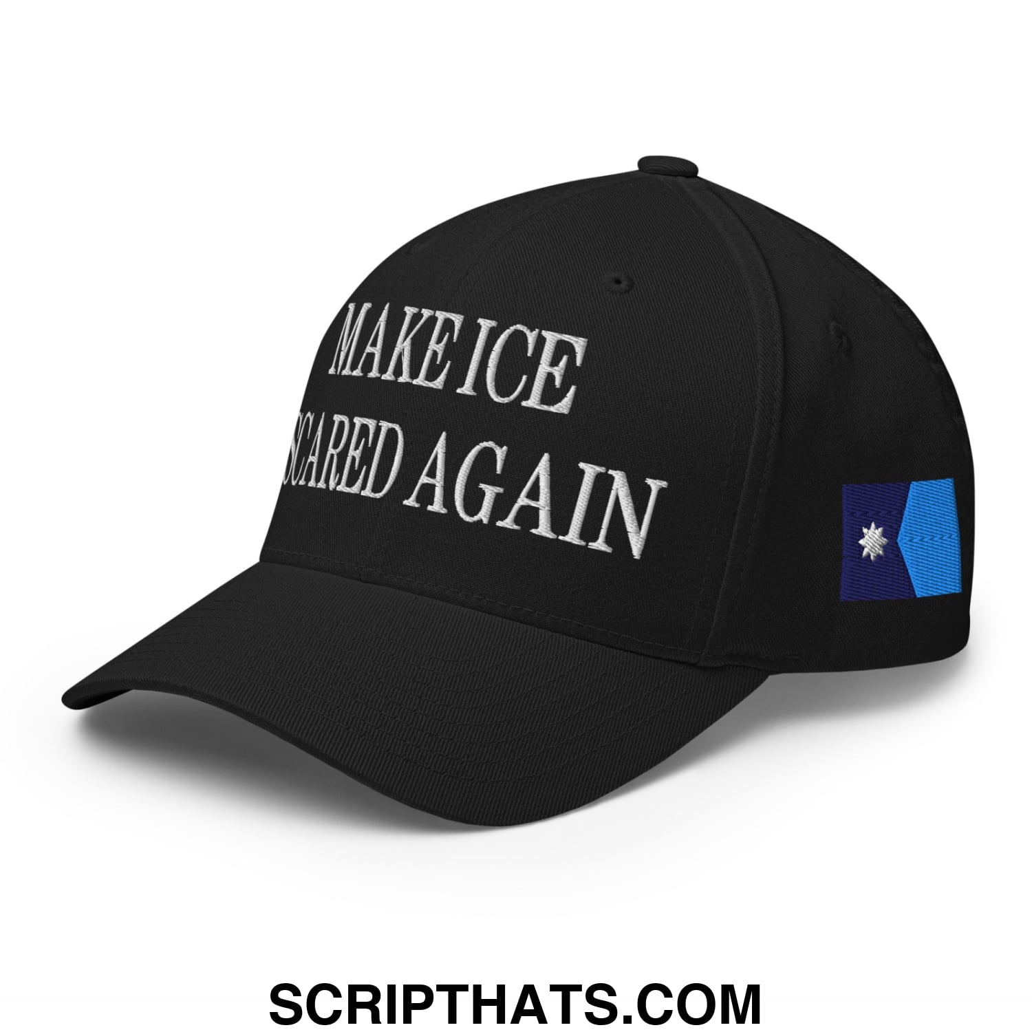 Make ICE Scared Again Minnesota Flag Embroidered Stretch Fit Baseball Hat Black