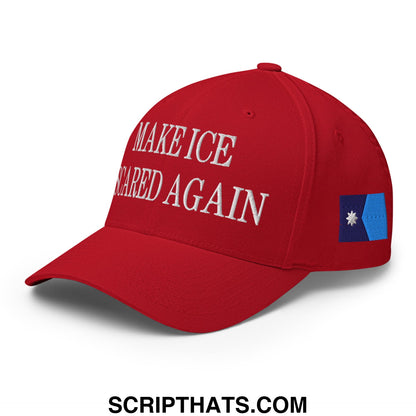 Make ICE Scared Again Minnesota Flag Embroidered Stretch Fit Baseball Hat Red