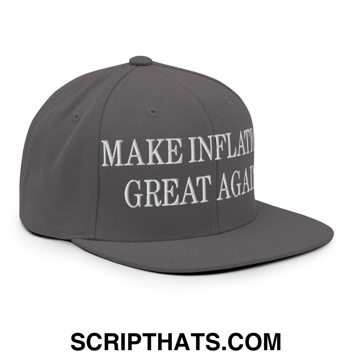 Make Inflation Great Again Embroidered Flat Bill Brim Snapback Hat Dark Grey
