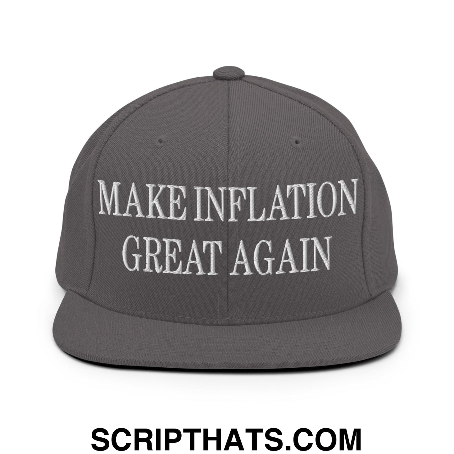 Make Inflation Great Again Embroidered Flat Bill Brim Snapback Hat Dark Grey