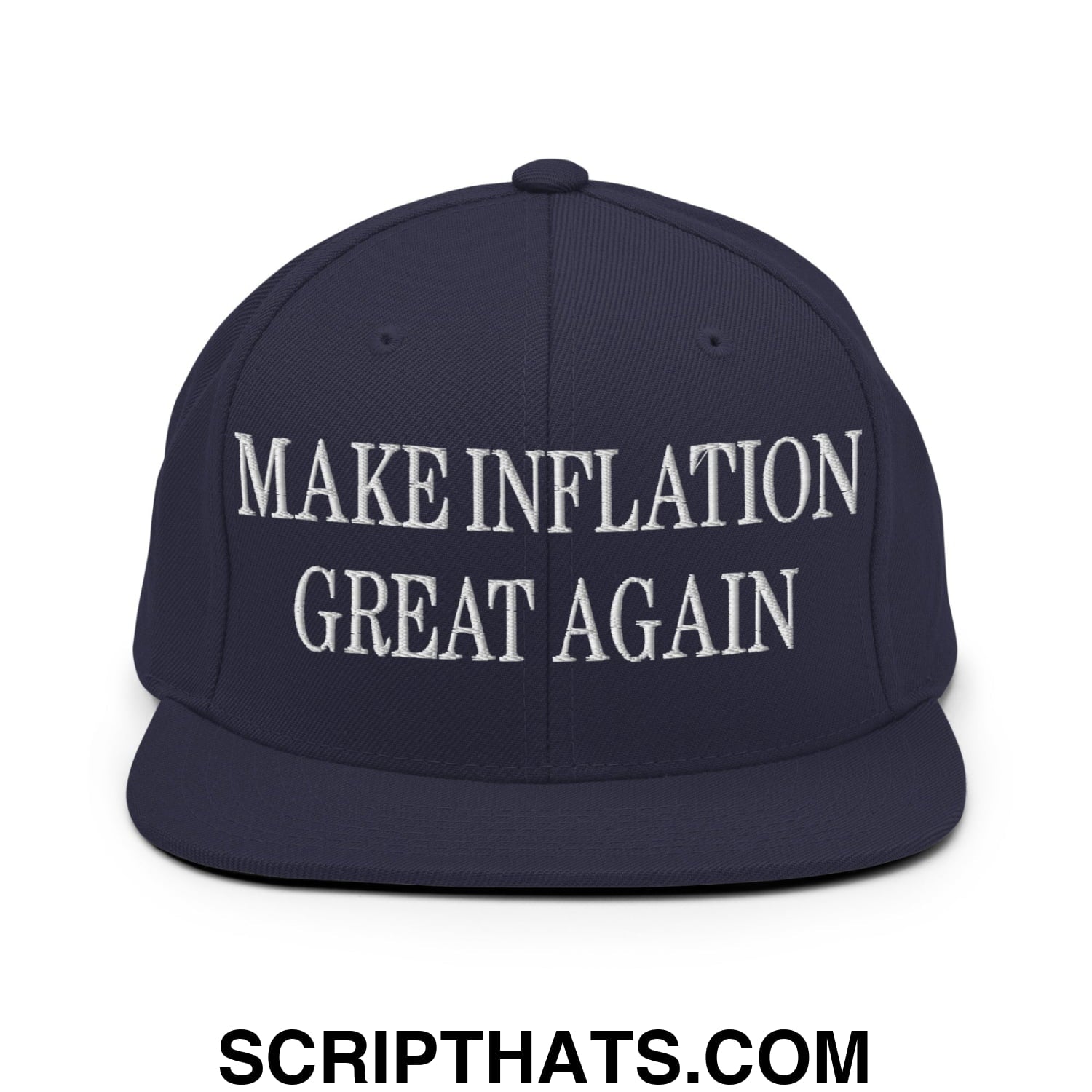 Make Inflation Great Again Embroidered Flat Bill Brim Snapback Hat Navy