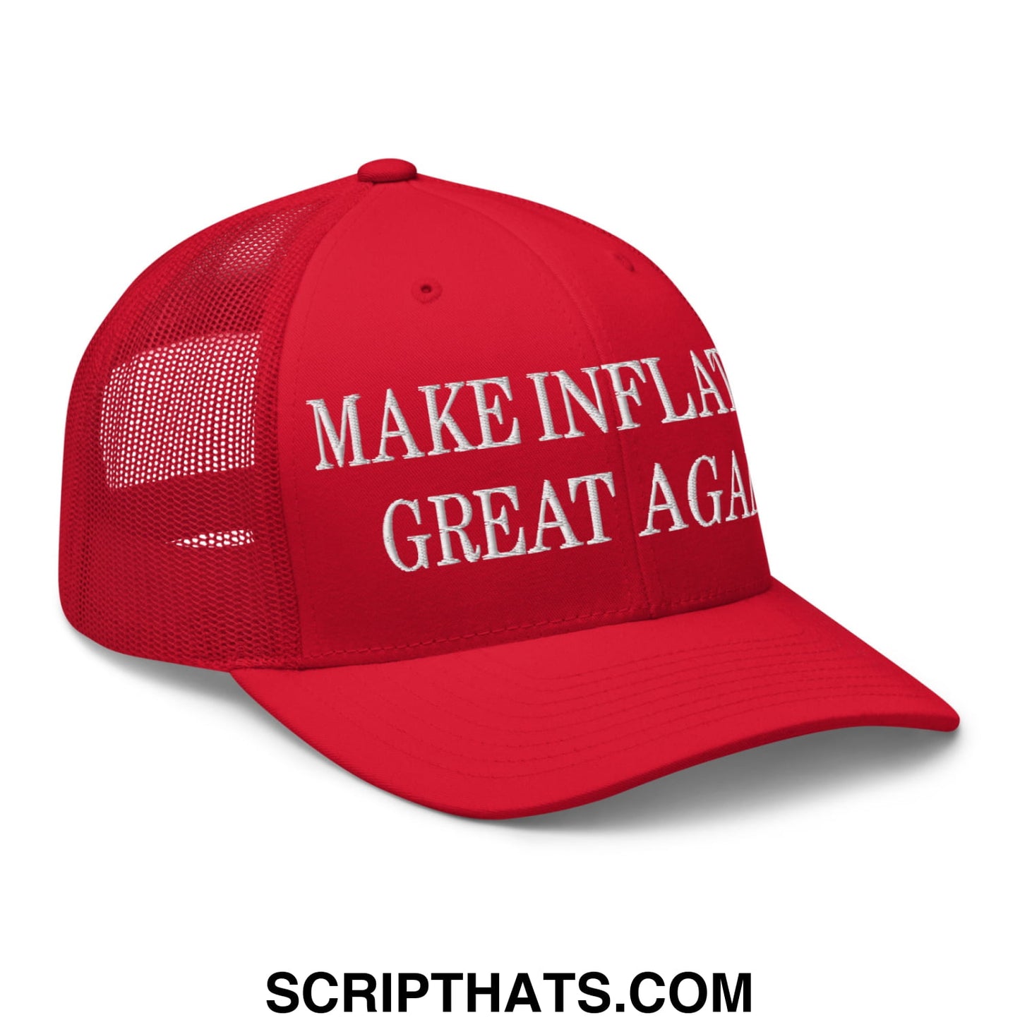 Make Inflation Great Again Embroidered Mesh Trucker Hat Red