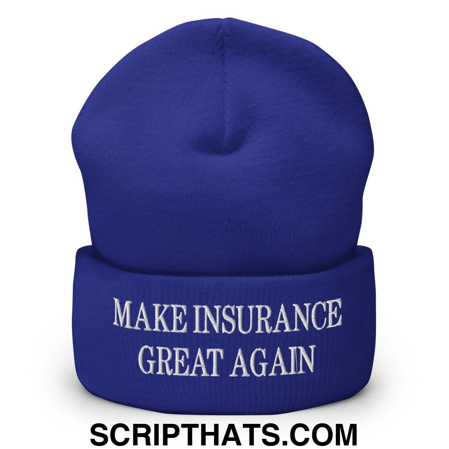 Make Insurance Great Again Embroidered Knit Cuffed Beanie Royal