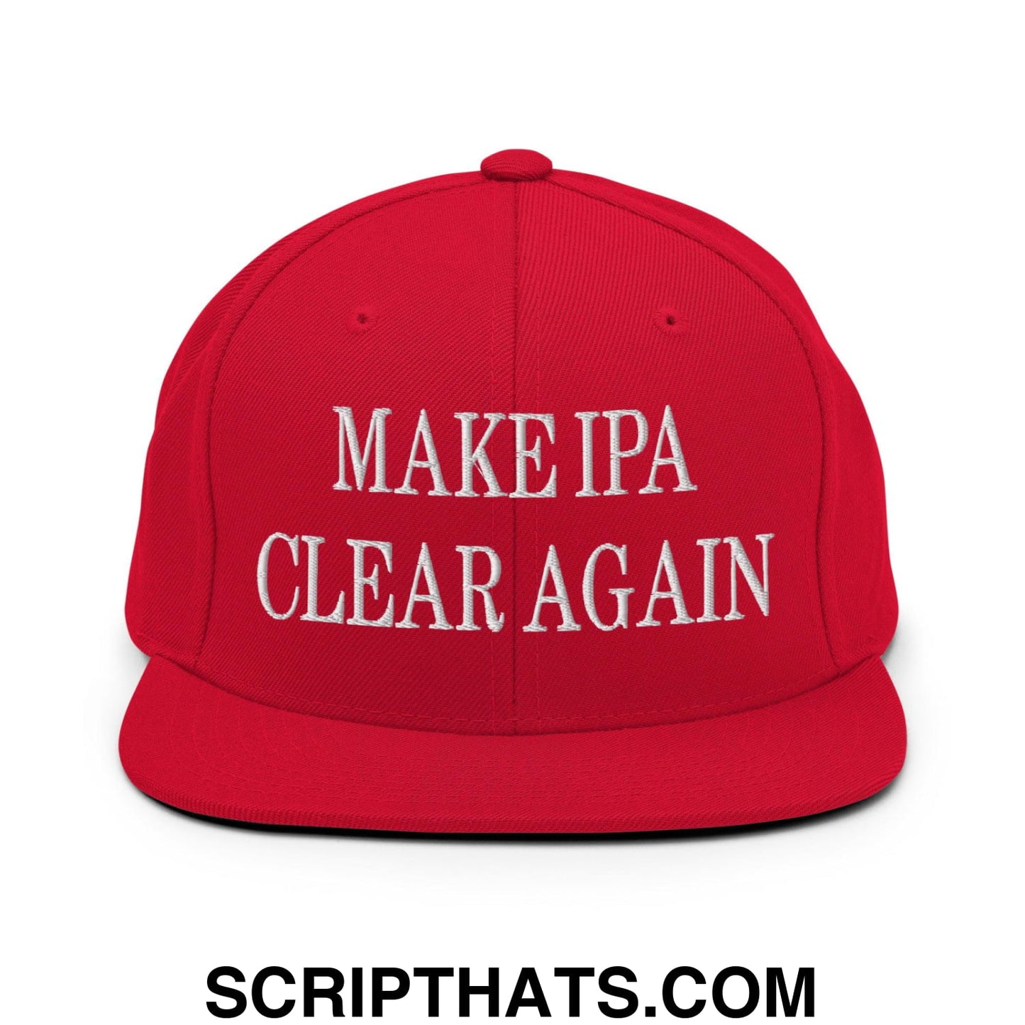 Make IPA Clear Again Embroidered Flat Bill Brim Snapback Hat Red