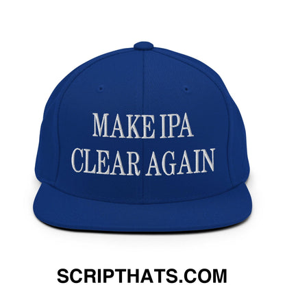 Make IPA Clear Again Embroidered Flat Bill Brim Snapback Hat Royal Blue