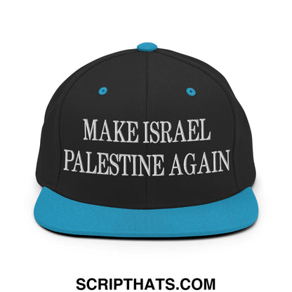 Make Israel Palestine Again Embroidered Flat Bill Brim Snapback Hat Black Teal