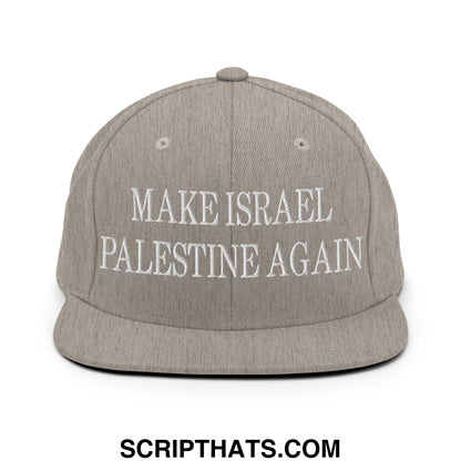 Make Israel Palestine Again Embroidered Flat Bill Brim Snapback Hat Heather Grey