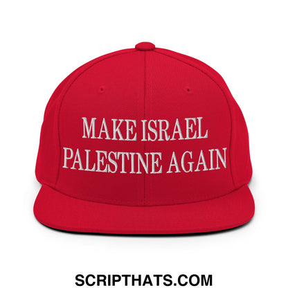Make Israel Palestine Again Embroidered Flat Bill Brim Snapback Hat Red