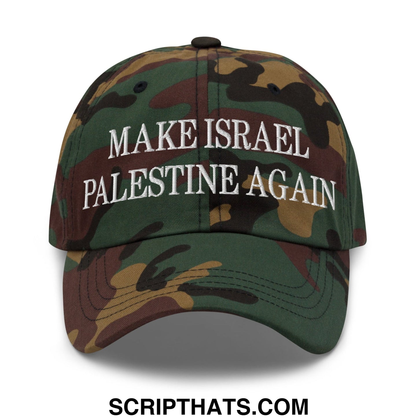 Make Israel Palestine Again Embroidered Unstructured Dad Hat Green Camo
