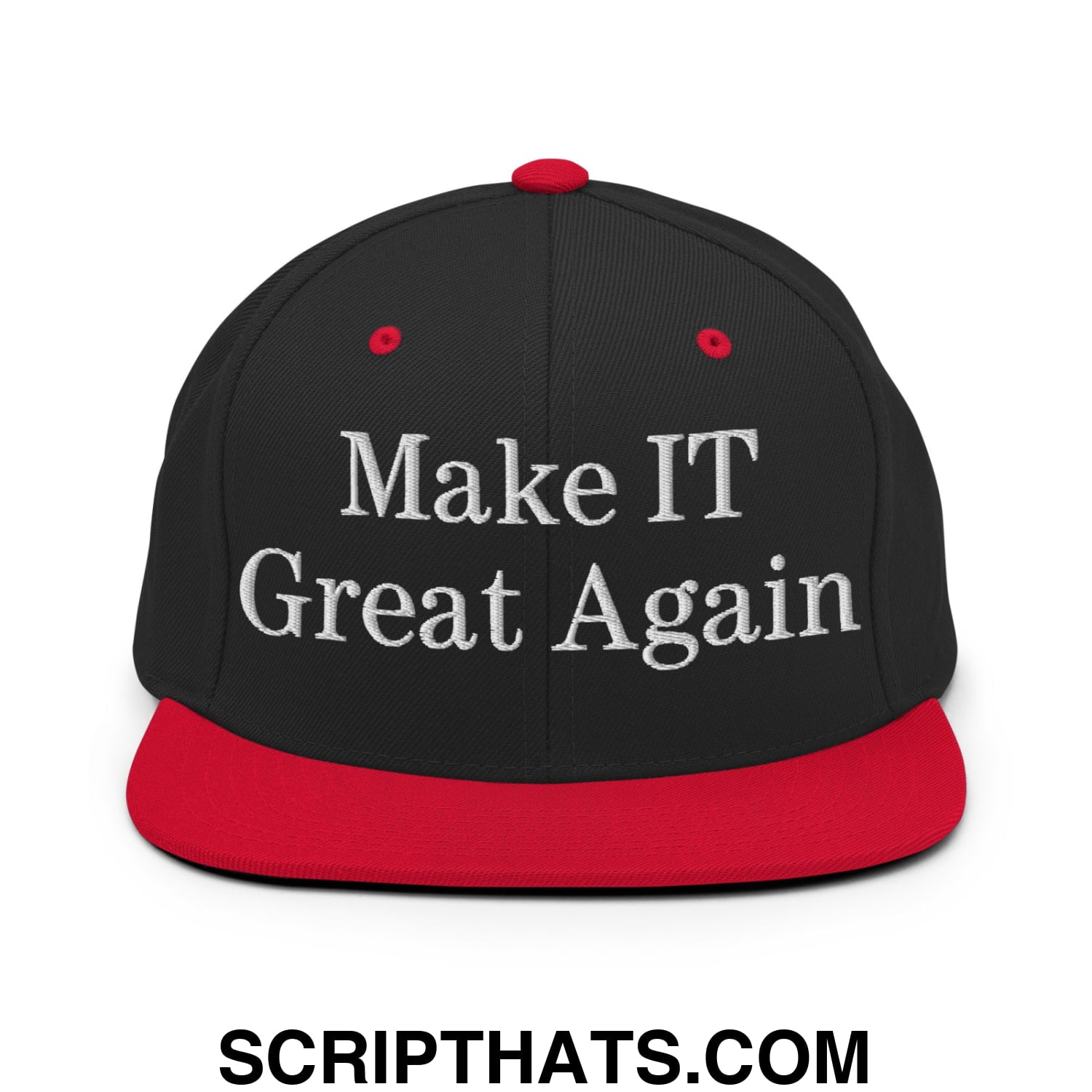 Make IT Great Again Embroidered Flat Bill Brim Snapback Hat Black Red