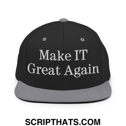 Make IT Great Again Embroidered Flat Bill Brim Snapback Hat Black Silver