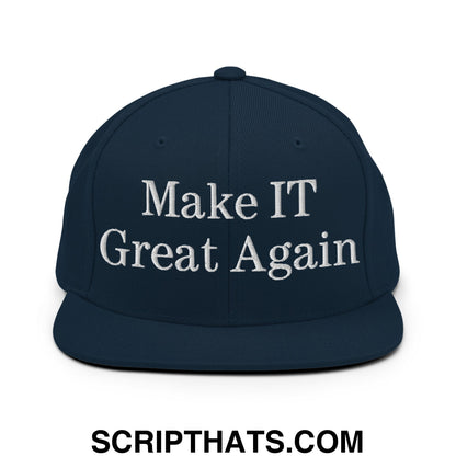 Make IT Great Again Embroidered Flat Bill Brim Snapback Hat Dark Navy