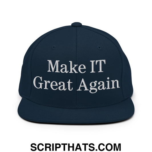 Make IT Great Again Embroidered Flat Bill Brim Snapback Hat Dark Navy