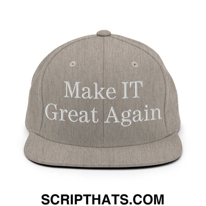 Make IT Great Again Embroidered Flat Bill Brim Snapback Hat Heather Grey