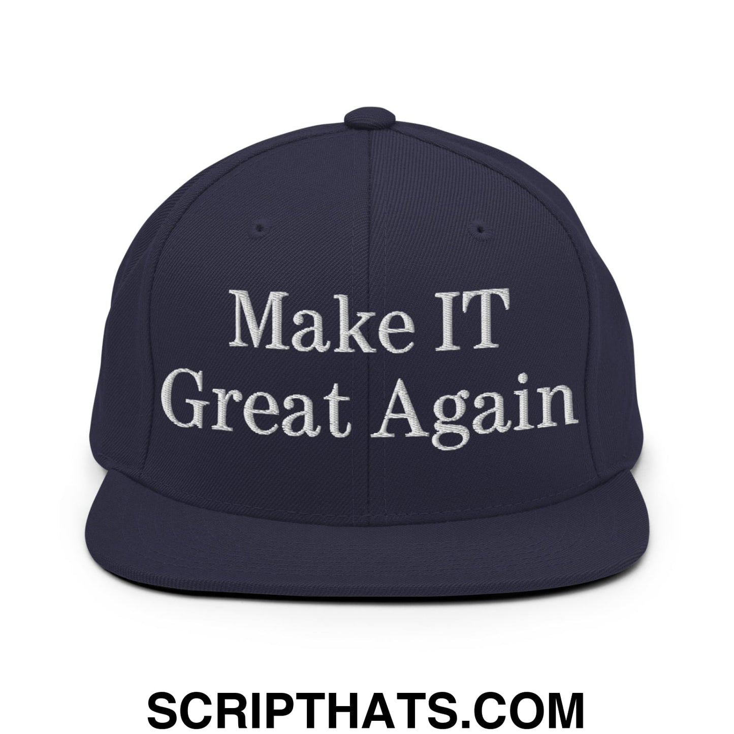 Make IT Great Again Embroidered Flat Bill Brim Snapback Hat Navy