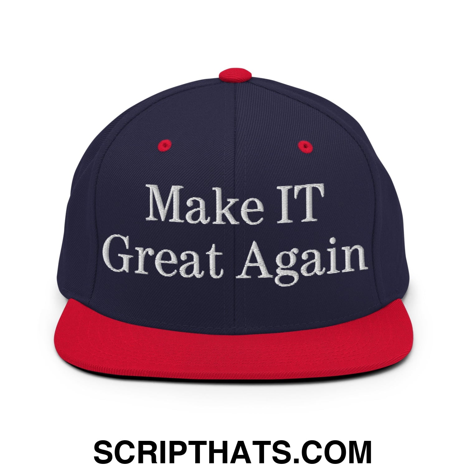 Make IT Great Again Embroidered Flat Bill Brim Snapback Hat Navy Red