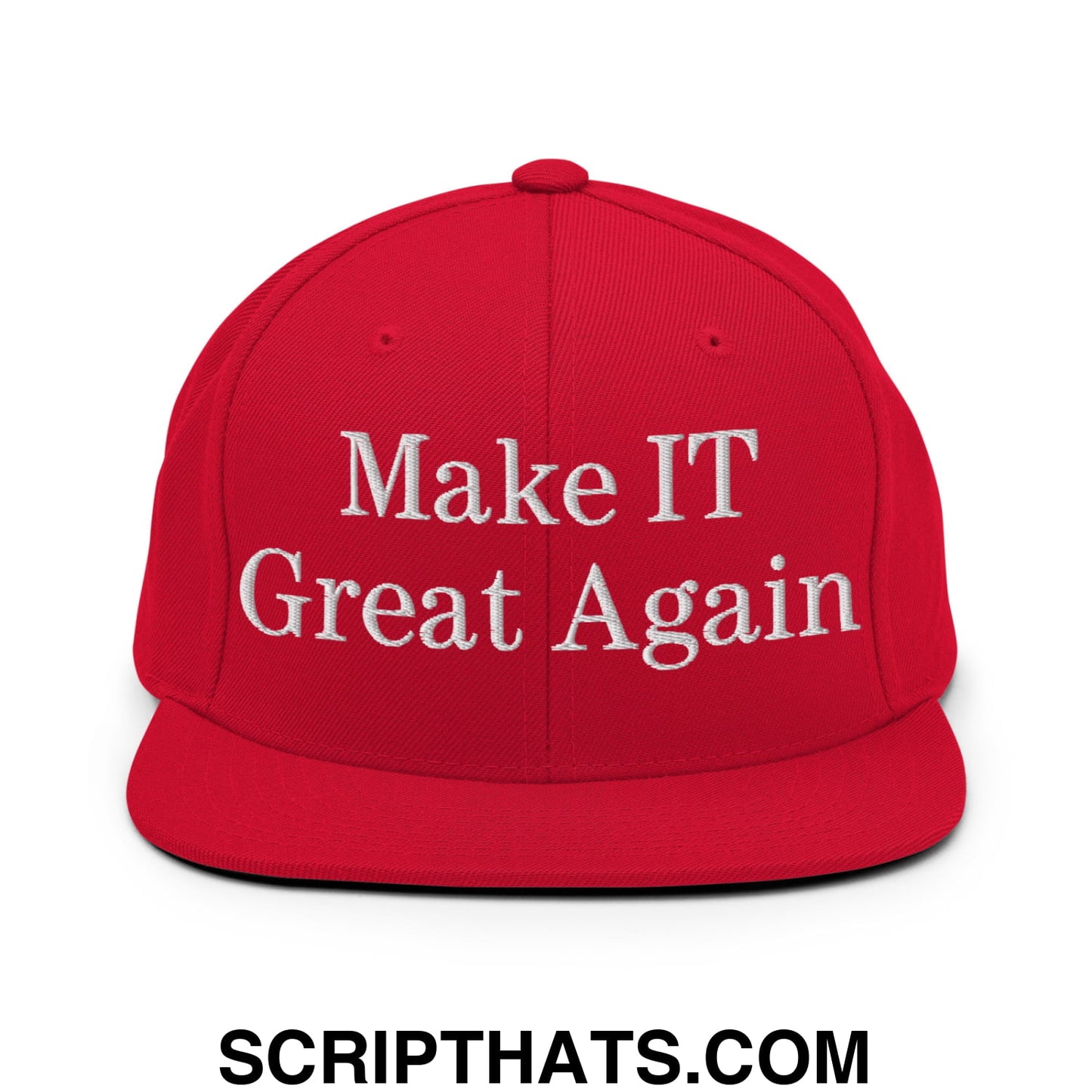 Make IT Great Again Embroidered Flat Bill Brim Snapback Hat Red
