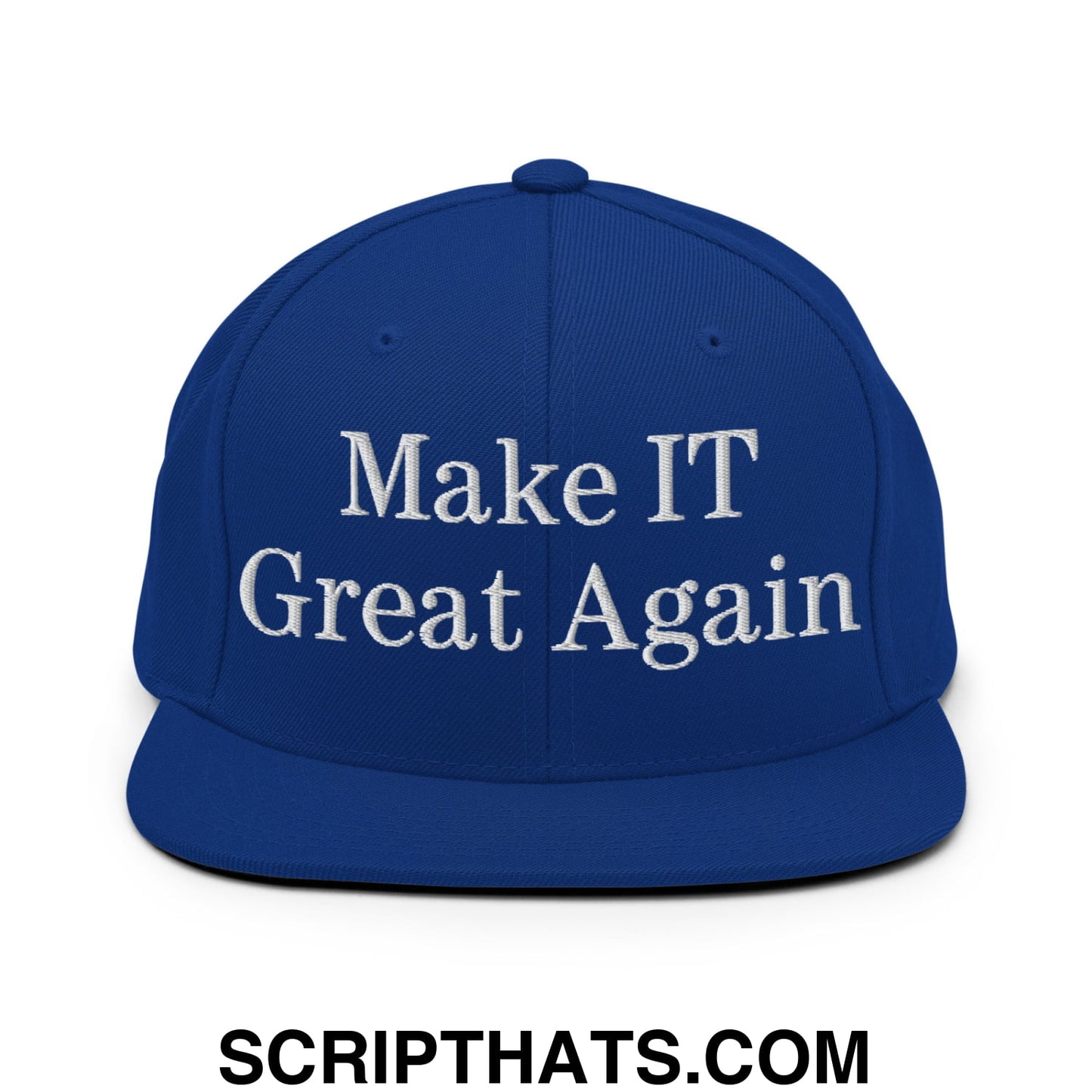 Make IT Great Again Embroidered Flat Bill Brim Snapback Hat Royal Blue