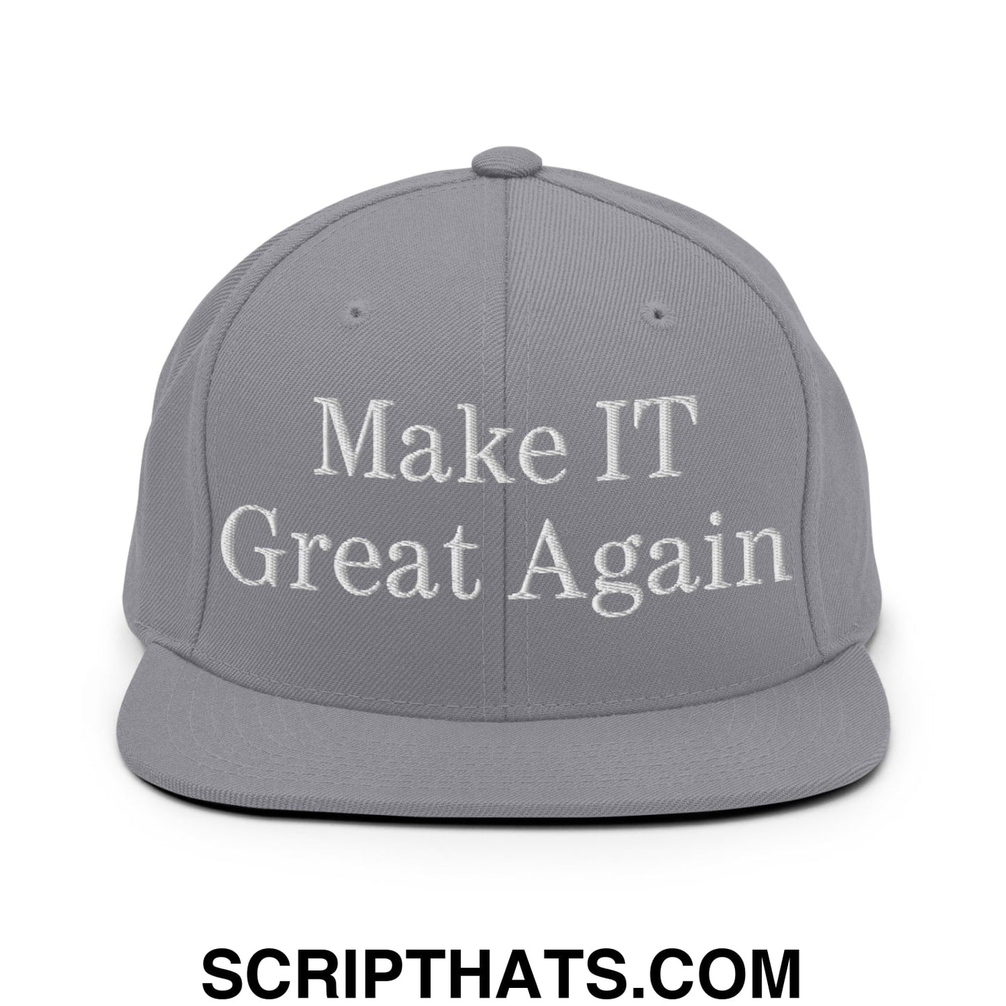 Make IT Great Again Embroidered Flat Bill Brim Snapback Hat Silver