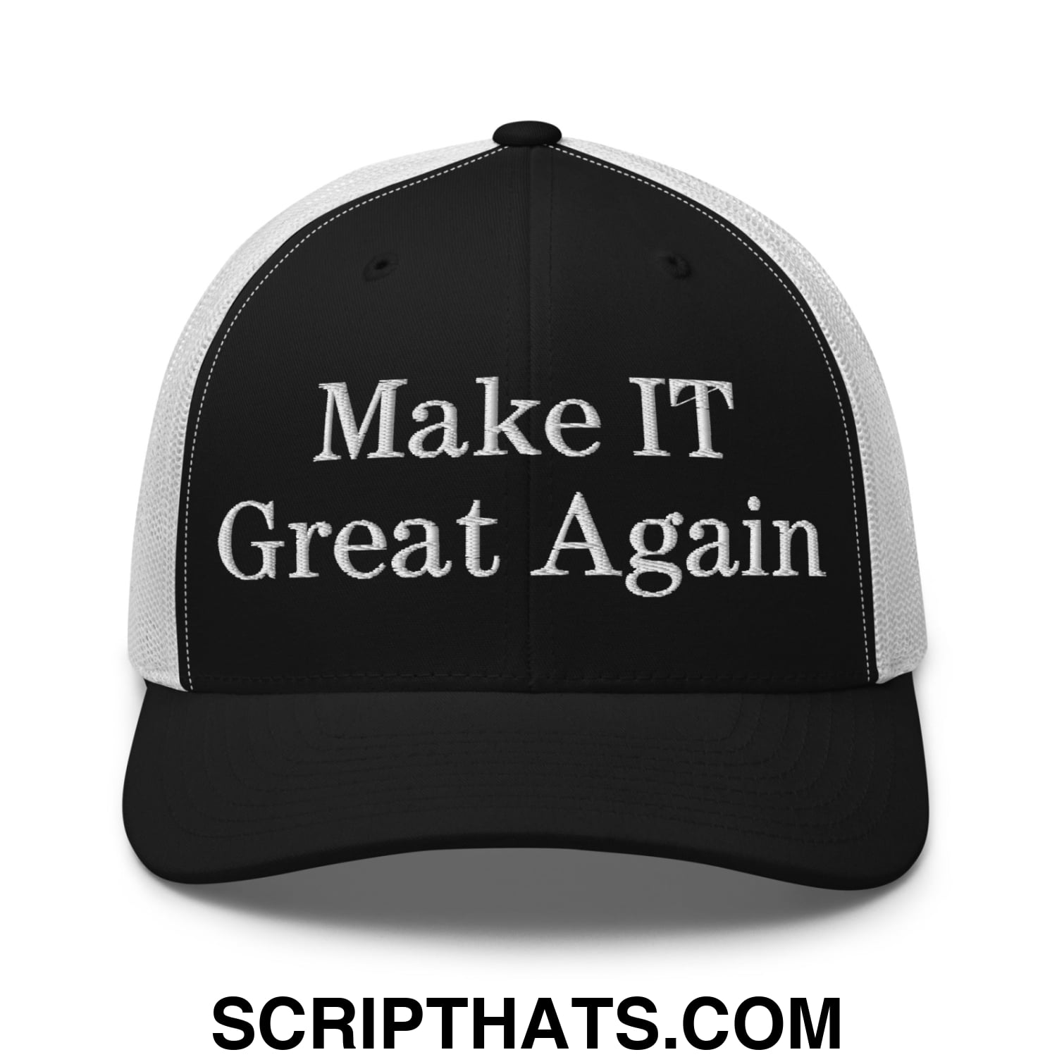 Make IT Great Again Embroidered Mesh Trucker Hat Black White