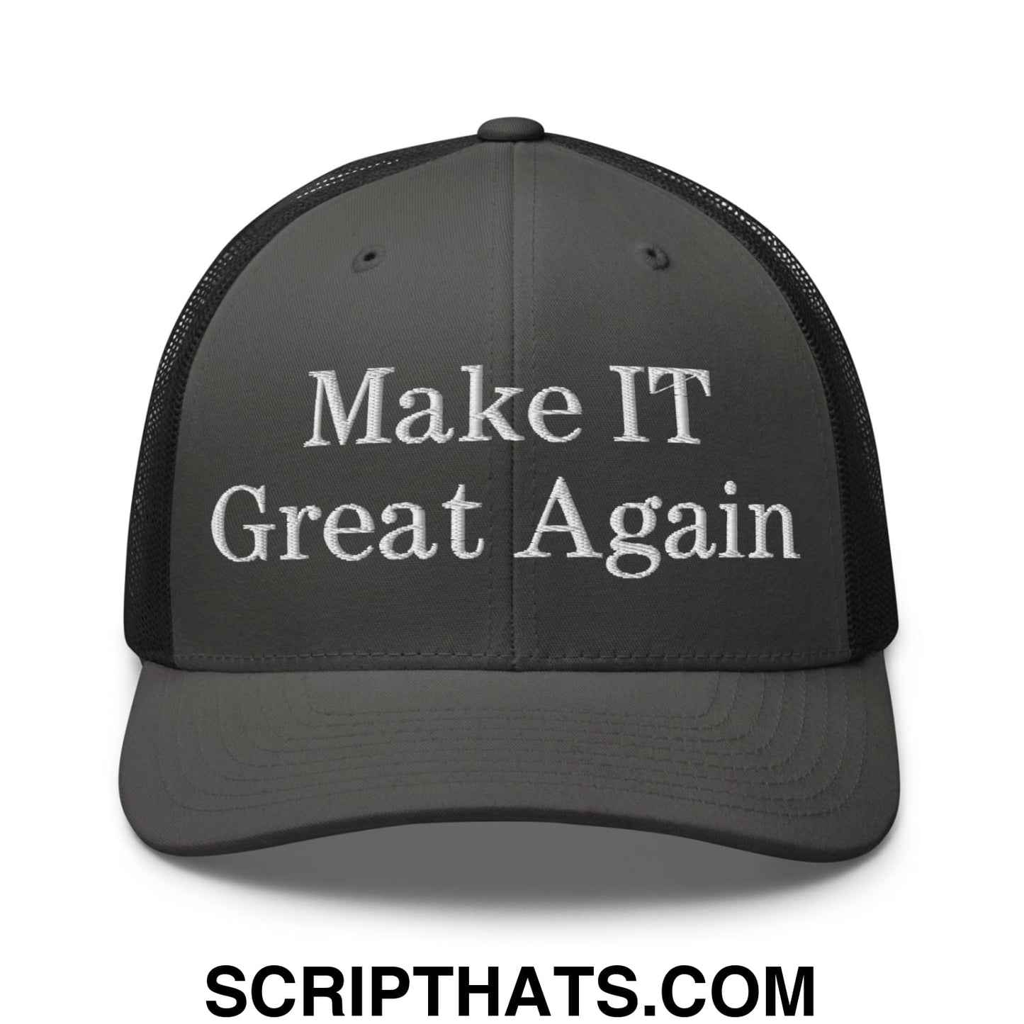 Make IT Great Again Embroidered Mesh Trucker Hat Charcoal Black