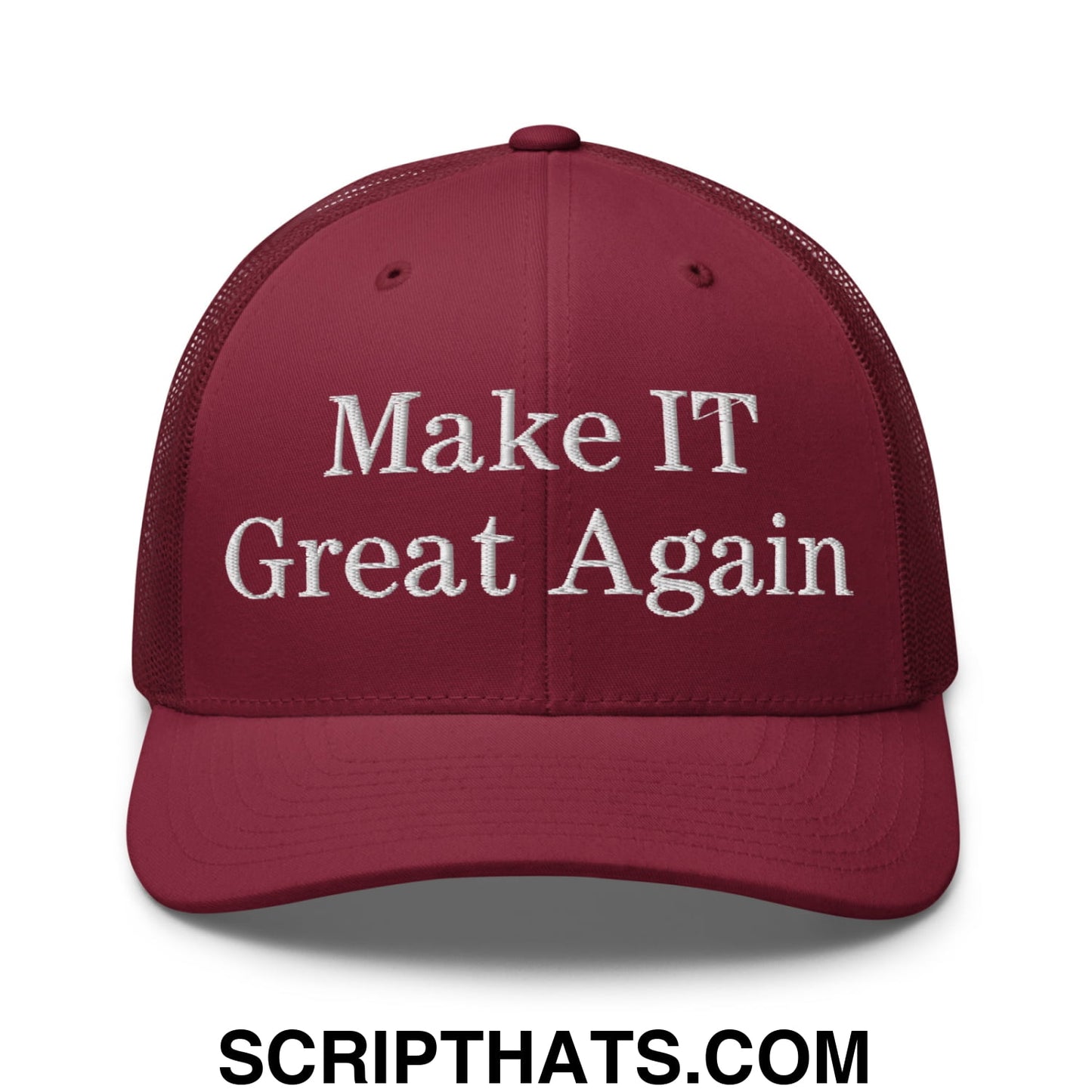 Make IT Great Again Embroidered Mesh Trucker Hat Cranberry