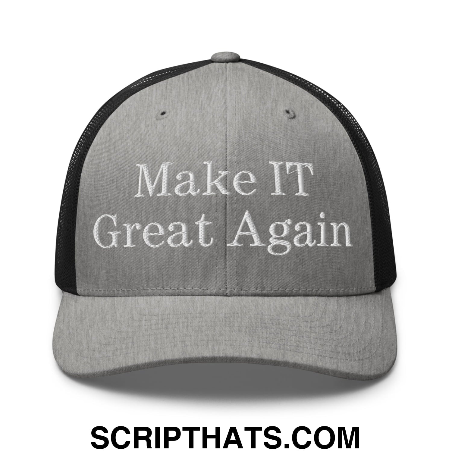 Make IT Great Again Embroidered Mesh Trucker Hat Heather Black