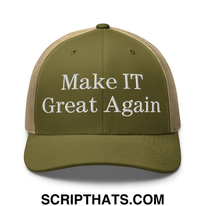 Make IT Great Again Embroidered Mesh Trucker Hat Moss Khaki