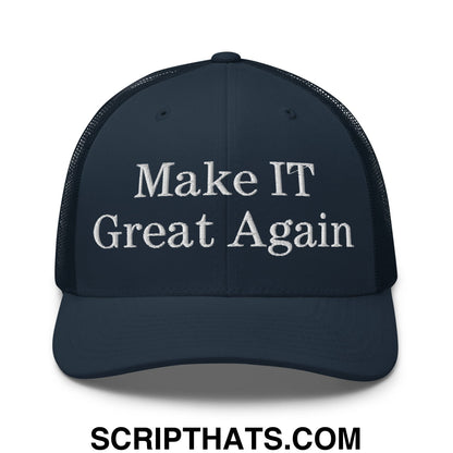 Make IT Great Again Embroidered Mesh Trucker Hat Navy