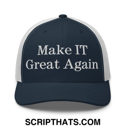Make IT Great Again Embroidered Mesh Trucker Hat Navy White