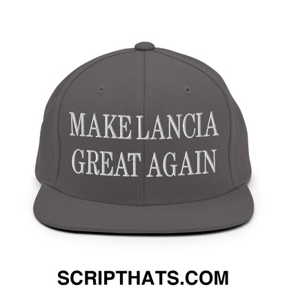 Make Lancia Great Again Embroidered Flat Bill Brim Snapback Hat Dark Grey