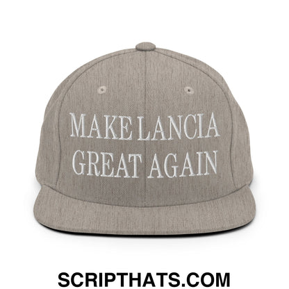Make Lancia Great Again Embroidered Flat Bill Brim Snapback Hat Heather Grey