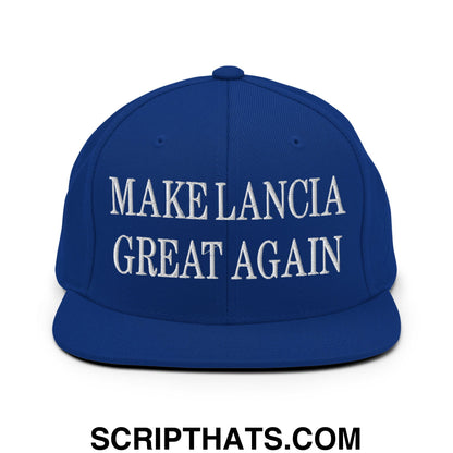 Make Lancia Great Again Embroidered Flat Bill Brim Snapback Hat Royal Blue