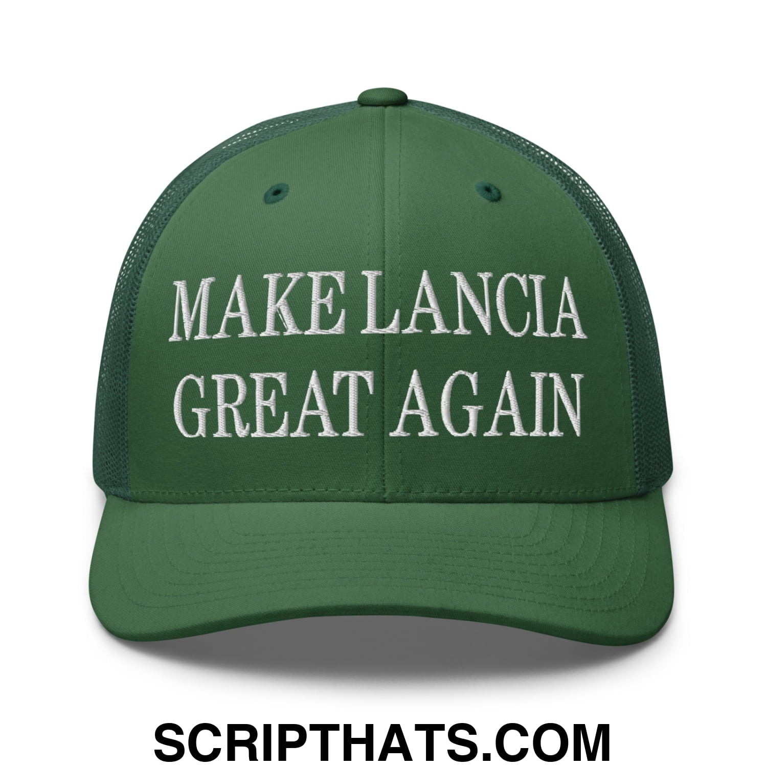 Make Lancia Great Again Embroidered Mesh Trucker Hat Evergreen