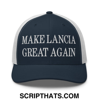 Make Lancia Great Again Embroidered Mesh Trucker Hat Navy White