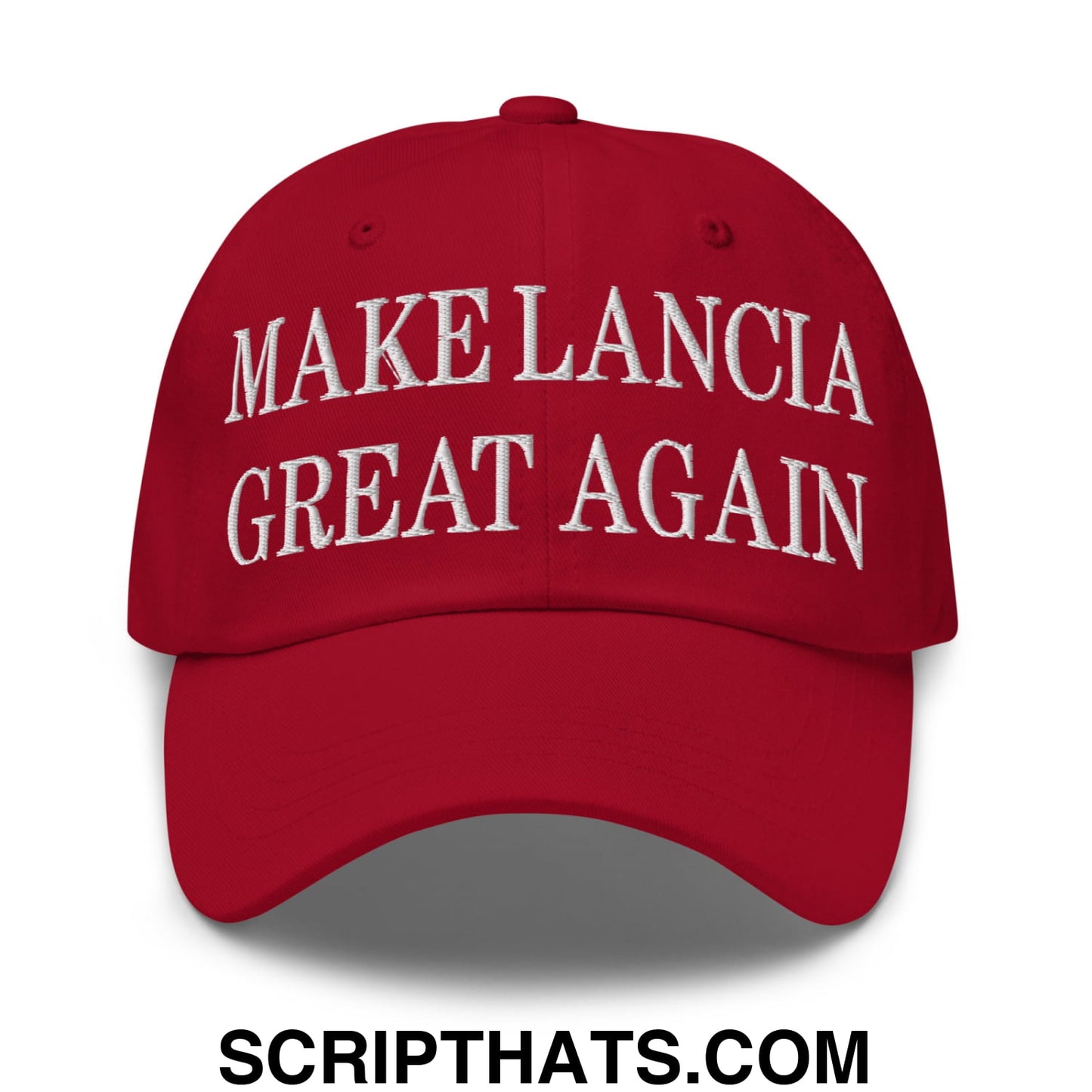 Make Lancia Great Again Embroidered Unstructured Dad Hat Cranberry