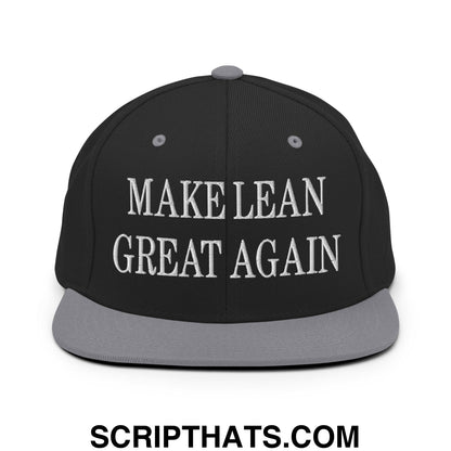 Make Lean Great Again Embroidered Flat Bill Brim Snapback Hat Black Silver