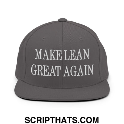 Make Lean Great Again Embroidered Flat Bill Brim Snapback Hat Dark Grey