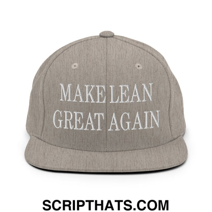 Make Lean Great Again Embroidered Flat Bill Brim Snapback Hat Heather Grey