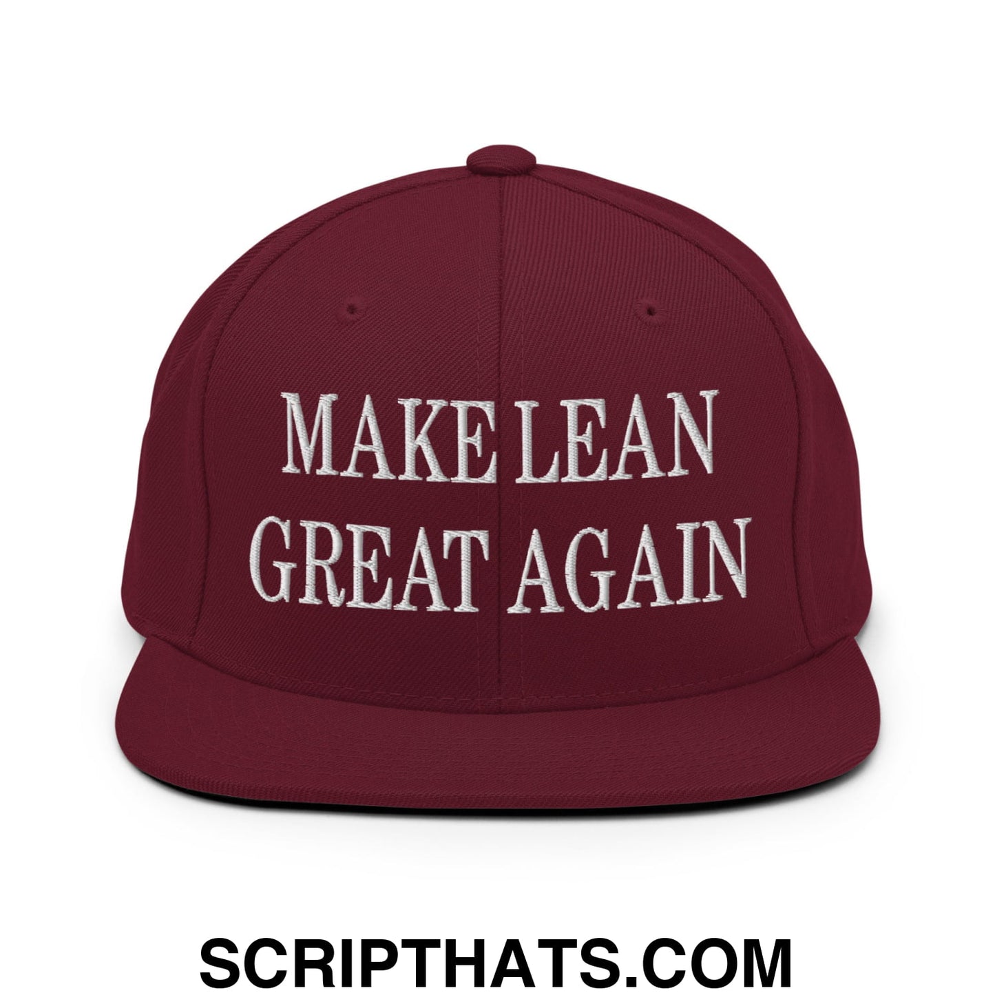 Make Lean Great Again Embroidered Flat Bill Brim Snapback Hat Maroon