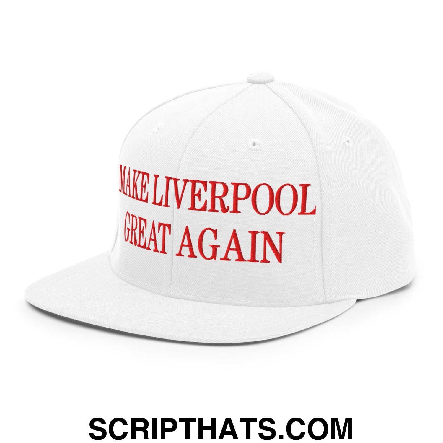 Make Liverpool Great Again Embroidered Flat Bill Brim Snapback Hat White