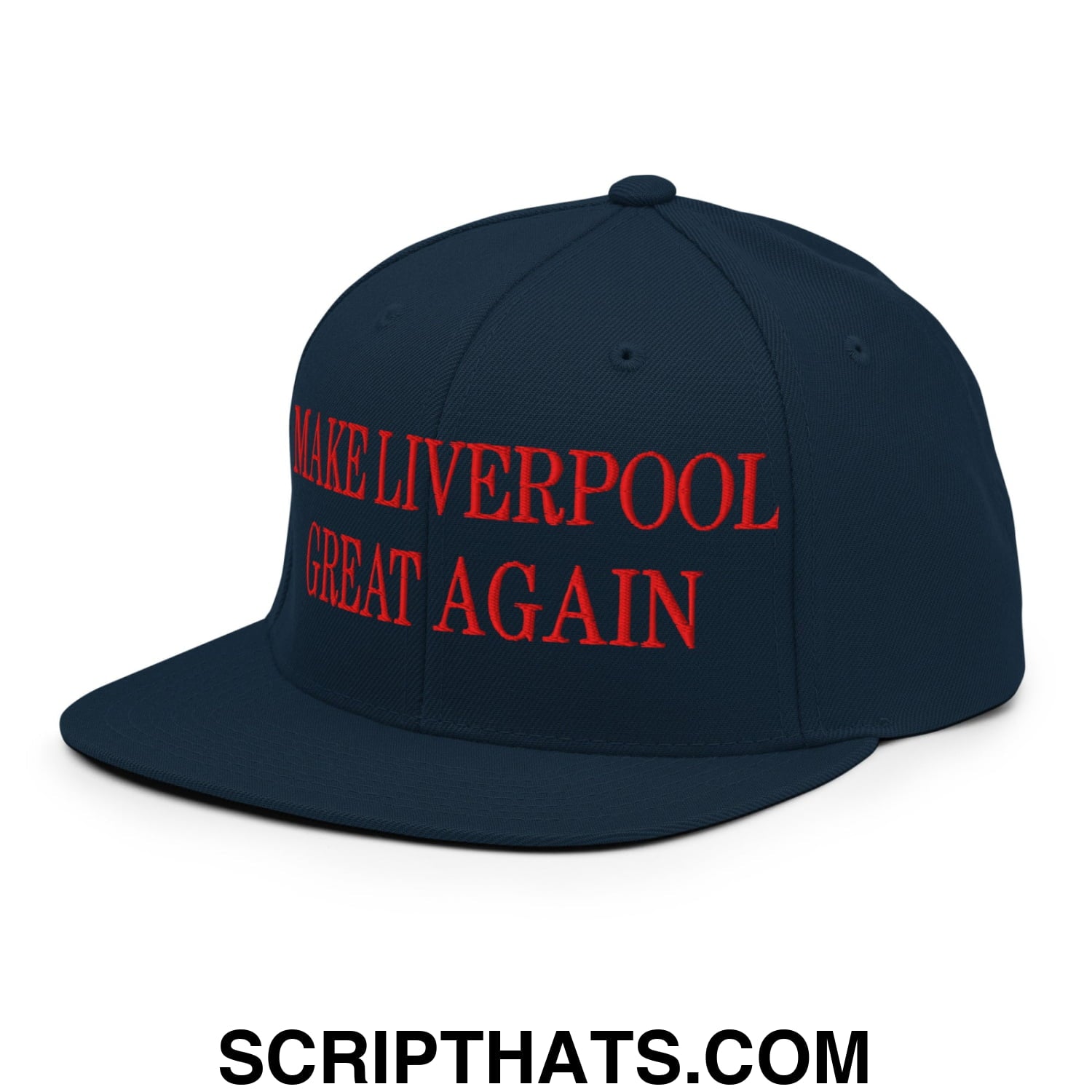 Make Liverpool Great Again Embroidered Flat Bill Brim Snapback Hat Dark Navy